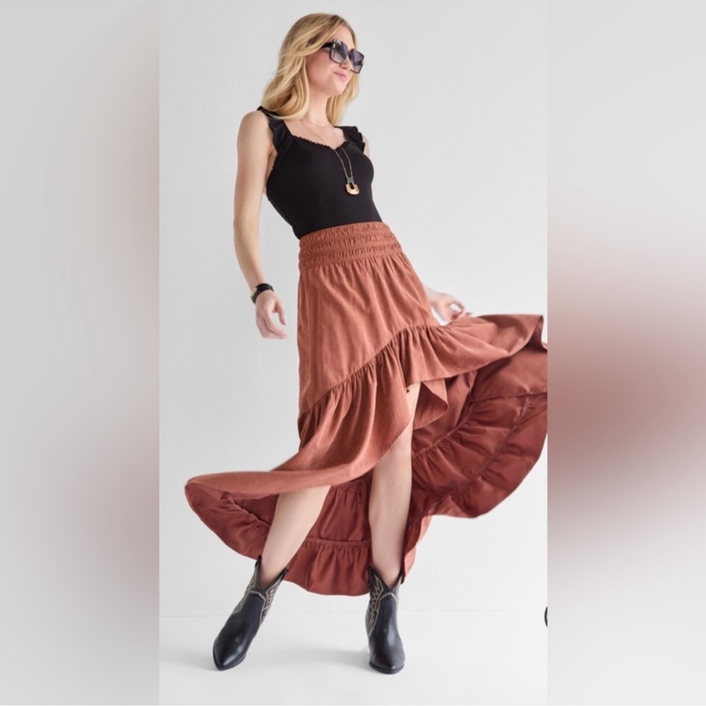 Suede high low skirt XS